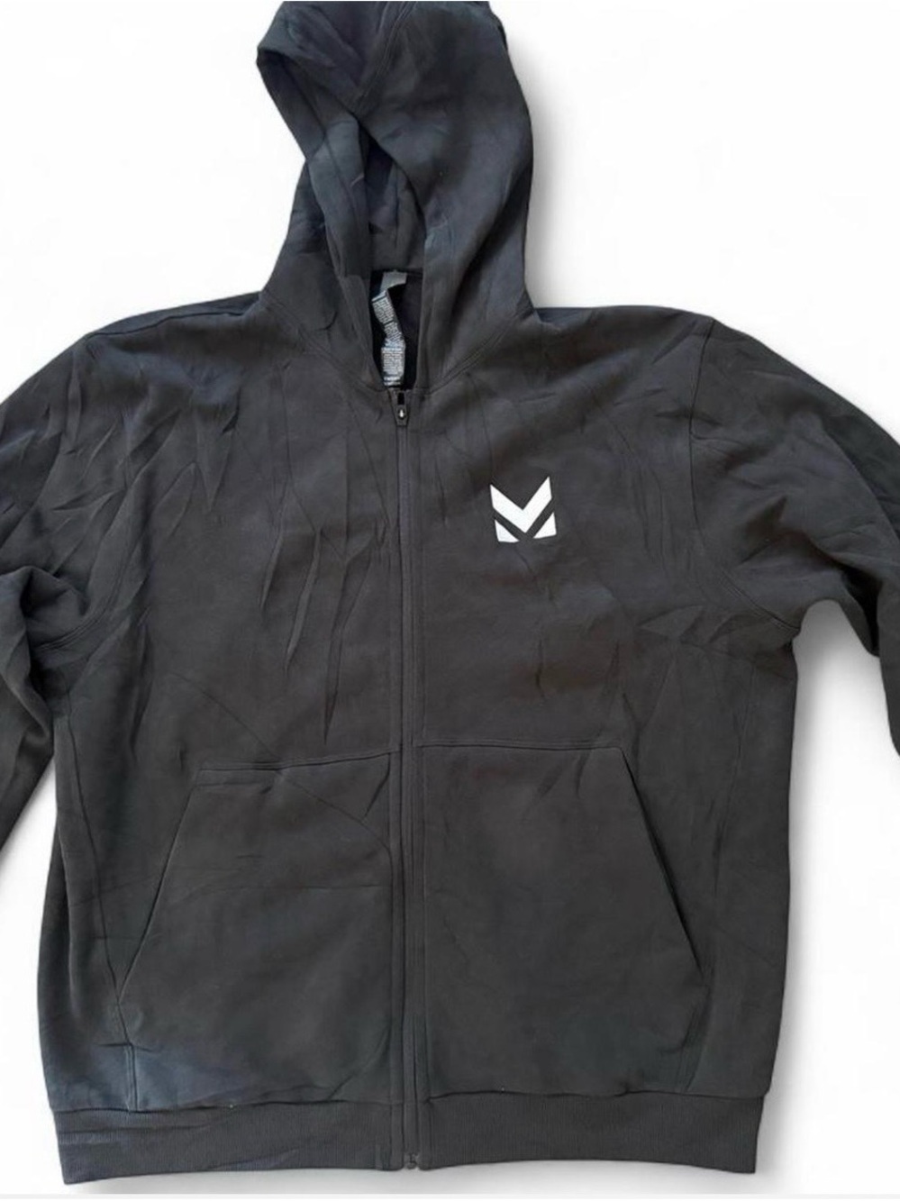 lululemon athletica Men's Black Hooded Full-Zip Jacket with White Logo